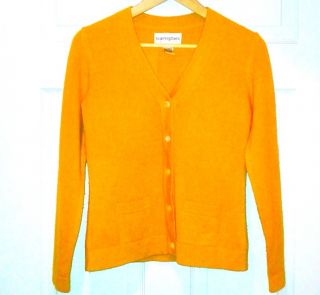 Bloomingdales Cashmere Sweater Cardigan in Mustard Yellow Size Small 