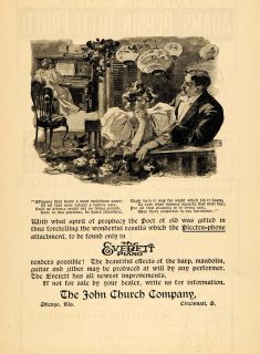 1895 Ad Plectra Phone Poem Everett Piano John Church Co   ORIGINAL 