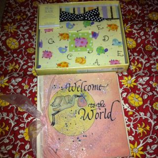   Traditions WELCOME TO THE WORLD + CR Gibson Pig Girl Photo Album 7x7