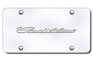 Cadillac License Plate, Chrome 3D Cadillac Logo on Chrome Car Plate by 