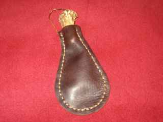 54 Cal Black Powder Muzzleloader Leather Ball Pouch with antler