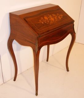 Good Quality Antique Rosewood Inlaid Bureau de Dame