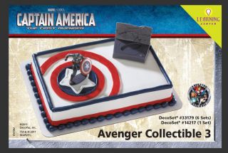 Captain America Marvel Cake Party Supplies Birthday Cupcake Topper Kit 