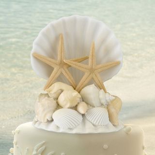 Beach Themed Destination Wedding Seashell Cake Topper