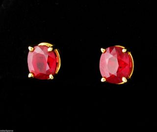   CO SIGNED 3 0ct NATURAL UNTREATED BURMESE RUBY 18K GOLD STUD EARRINGS