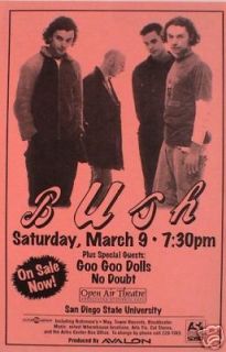 Bush Goo Goo Dolls No Doubt 1996 San Diego Tour Poster