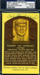 Cal Hubbard Signed PSA DNA Gold HOF Plaque Autograph