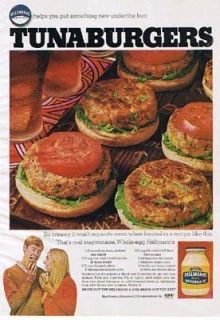 1971 Hellmanns Mayonnaise Tuna Burgers Vintage Ad