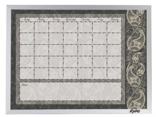 Expo Calendar Dry Erase Board with Paisley Pattern 18 x 24 Inches 