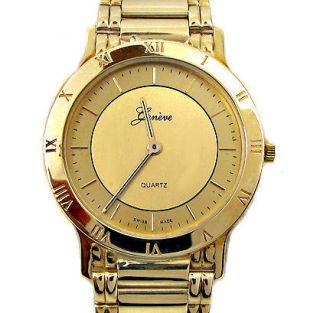 New Mens Solid 14k Yellow Gold Geneve Watch 52 Grams