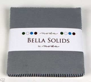 Moda Bella Solids Charm Pack 42   5 Inch Squares Silver Grey All One 