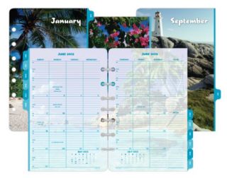 Day Timer Coastlines 2 PG Month Calendar Refill Monthly Tabs Desk Sz 5 