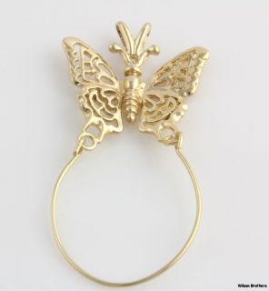 Butterfly Charm Holder Pendant   14k Yellow Gold   Polished Solid 