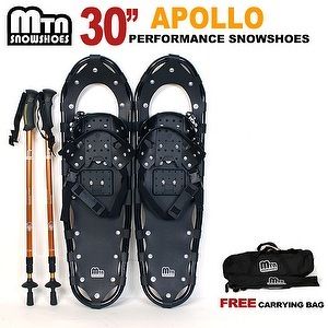 New Mtn 30 Op Blk All Terrian Snowshoes Gold Nordic Pole Free 