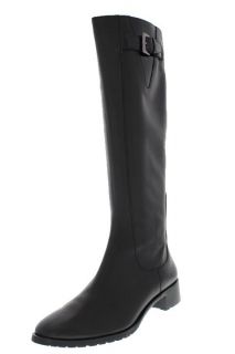 Cole Haan New Callan Black Leather Stretch Buckle Knee High Boots 
