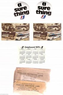   of Greyhound Overland Bus Lines Button Pinbacks Calendar Cards