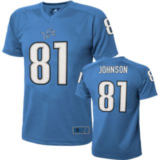 Calvin Johnson Youth Blue 81 Home Detroit Lions Performance Jersey 