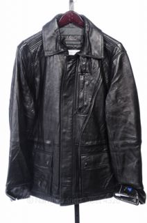 Calvin Klein L Black Leather Motorcycle Mens Patch Jacket Coat $498 