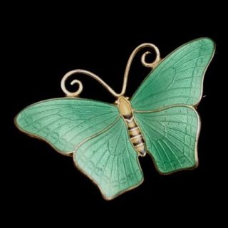 Butterfly Pin Vintage Sterling Silver Enamel Hestenes Norway