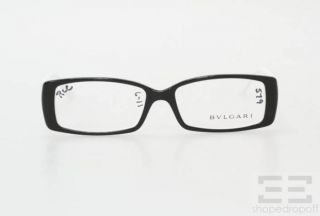 Bvlgari Black White Silver Jeweled Rectangular Frame Eyeglasses 4039 B 