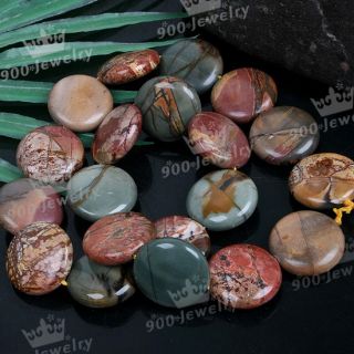 Picasso Jasper Coin Button Beads Strand Loose Gemstone