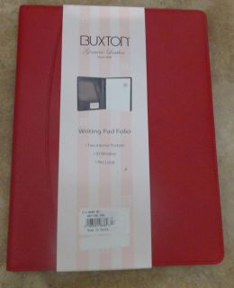 BUXTON Genuine Leather Writing Pad Folio Red NEW
