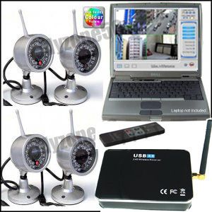 Wireless 4 Video Camera Home CCTV Security System DVR