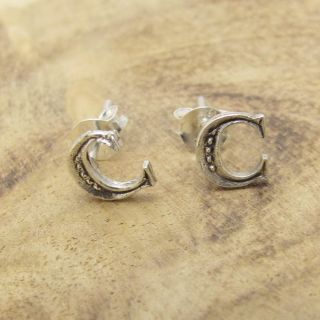 letter c 925 silver stud earrings earrings plain cute initial letter c 