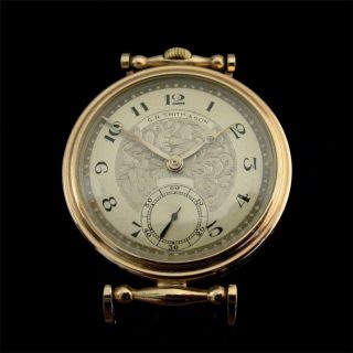 RARE Aged Stunning C R Smith Son Watch Art Deco Dial Gold Plated Case 