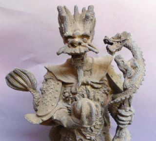 11 Chinese Bronze Standing Dragon King Lung Wang Statue