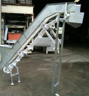 Wide x 8’ Long SS Incline Cleated Conveyor, Food Grade Belt