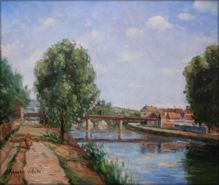 371 High Q. Oil Painting Repro Camille Pissarro The Railway Bridge At 
