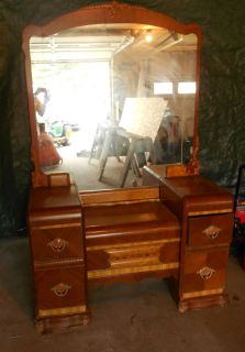 Waterfall Vanity Style Dresser with Mirror