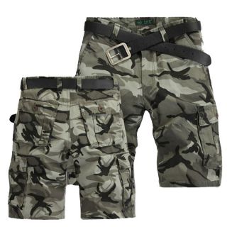 Mens Summer Camo Combat Army Pocket Sports Cargo Shorts Utility Cotton 