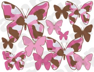Pink Brown Camo Butterfly Hunting Nursery Baby Girl Wall Border 