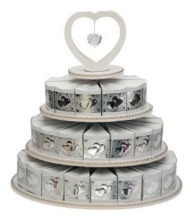 White Silver 3 Tier Cake Stand and 48 Cake Boxes Gift Box Weddings 