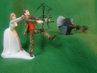 funny wedding cake topper real tree camo camouflage hunting TURKEY 