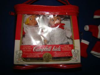 Campbell Soup Kids Twins Set of 2 Dolls & Christmas Mr Mrs Santa Claus 