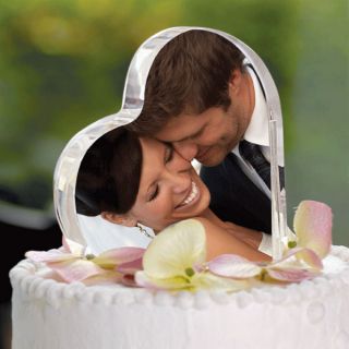   Personalized Acrylic Photo Heart Wedding Holiday Gift Cake Top Topper