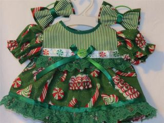 Clothes for 16 Cabbage Patch Kids Doll Holiday Peppermint Dress Set 