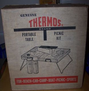    Portable Table PICNIC KIT Vintage RARE 2 Thermos 116 Camping in BOX