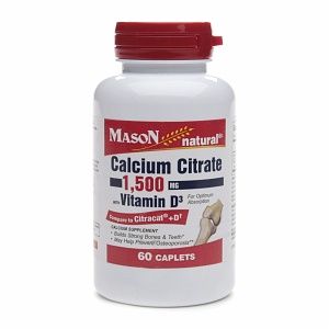 Mason Natural Calcium Citrate 1500mg with Vitamin D3, Caplets 60 ea