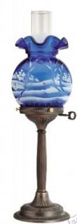 Fenton Canaan Valley West Virginia Winter Pillar Lamp Cardnial Bird 
