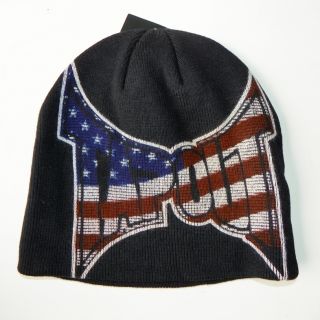 TAPOUT MMA UFC CAGE FIGHT BOXING AMERICAN FLAG LOGO BEANIE BLACK