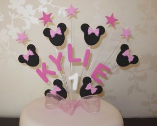 Birthday Name Age Cake Topper Minnie Mouse Pink