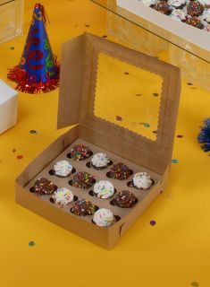 12 Cupcake Pastry Quarter Sheet Cake Boxes Kraft with Window 14x10x4 