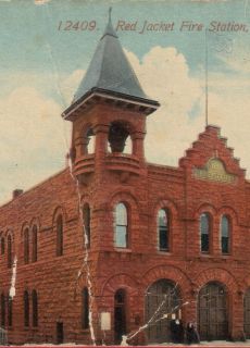 1910s Calumet MI Red Jacket Fire Station Postcard Houghton County 