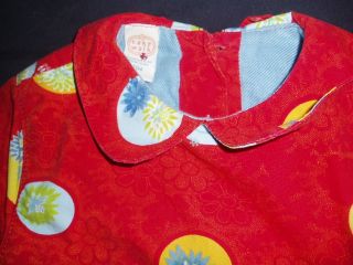 Cakewalk 104 4T Red Lotus Flowers Dots Denim Lined Fun Party Play 
