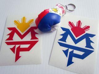 Manny Pacquiao MP Decal Sticker 2 Color Combo Mini Boxing Glove