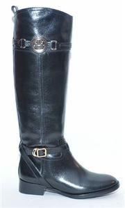 Tory Burch Calista Black Leather Flat Riding Tall Boots Womens 6 M 